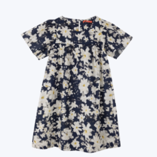 Daisy Gathered Dress - Navy Floral