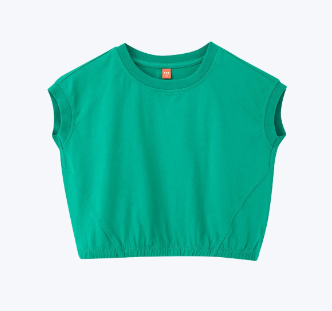 Kid's Cropped Tee with Elastic Waist - Emerald
