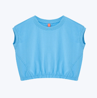 Kid's Cropped Tee with Elastic Waist - Sky Blue