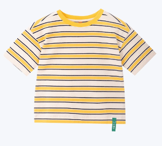 Relaxed Stripe Tee with Chest Cut & Sew - Yellow