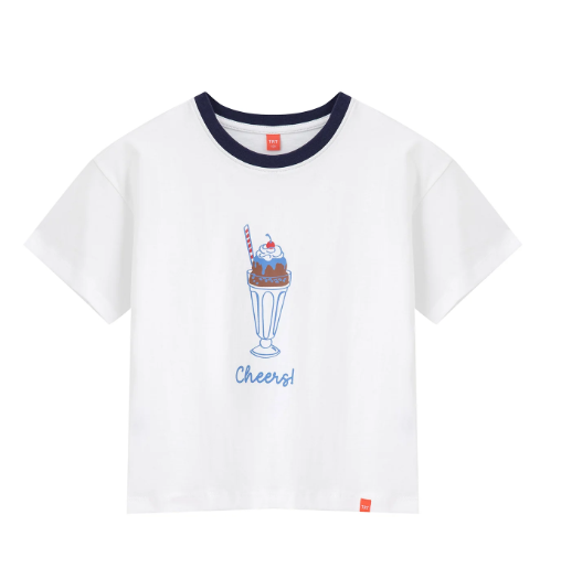 Cheers" Printed Tee - Cream