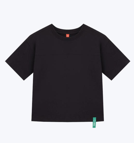 Relaxed Tee with Chest Cut & Sew - Black
